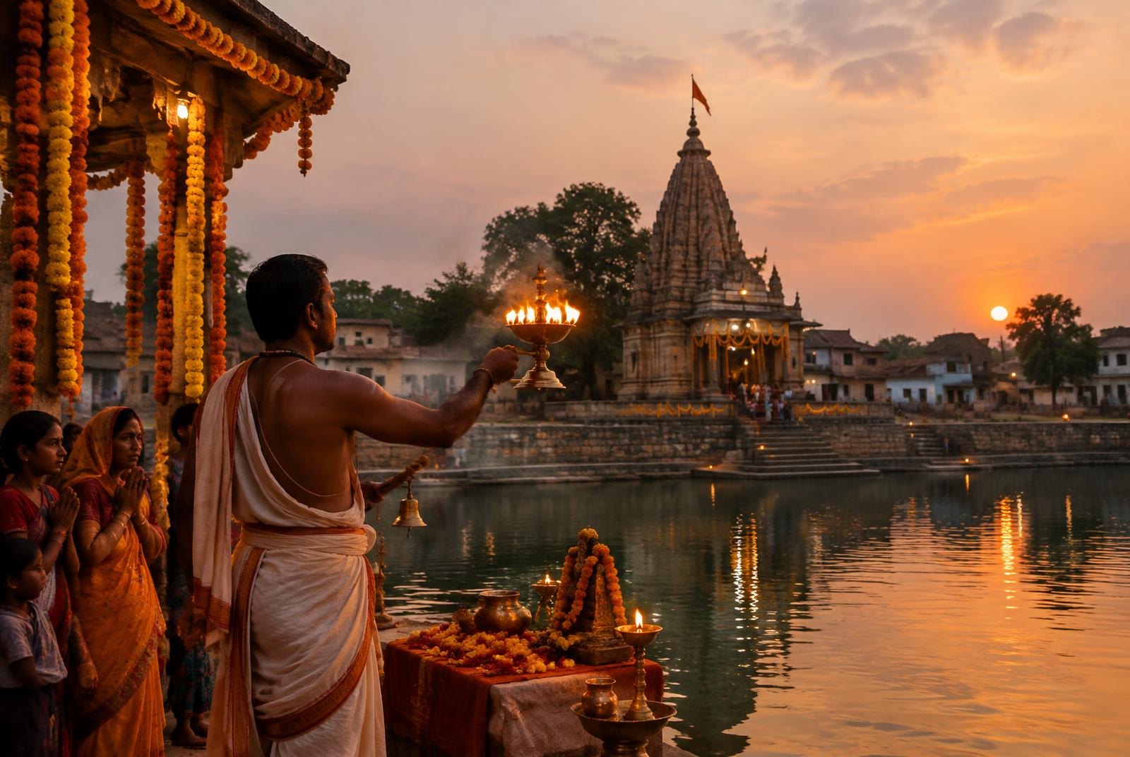 Ceremonia aarti en Khajuraho