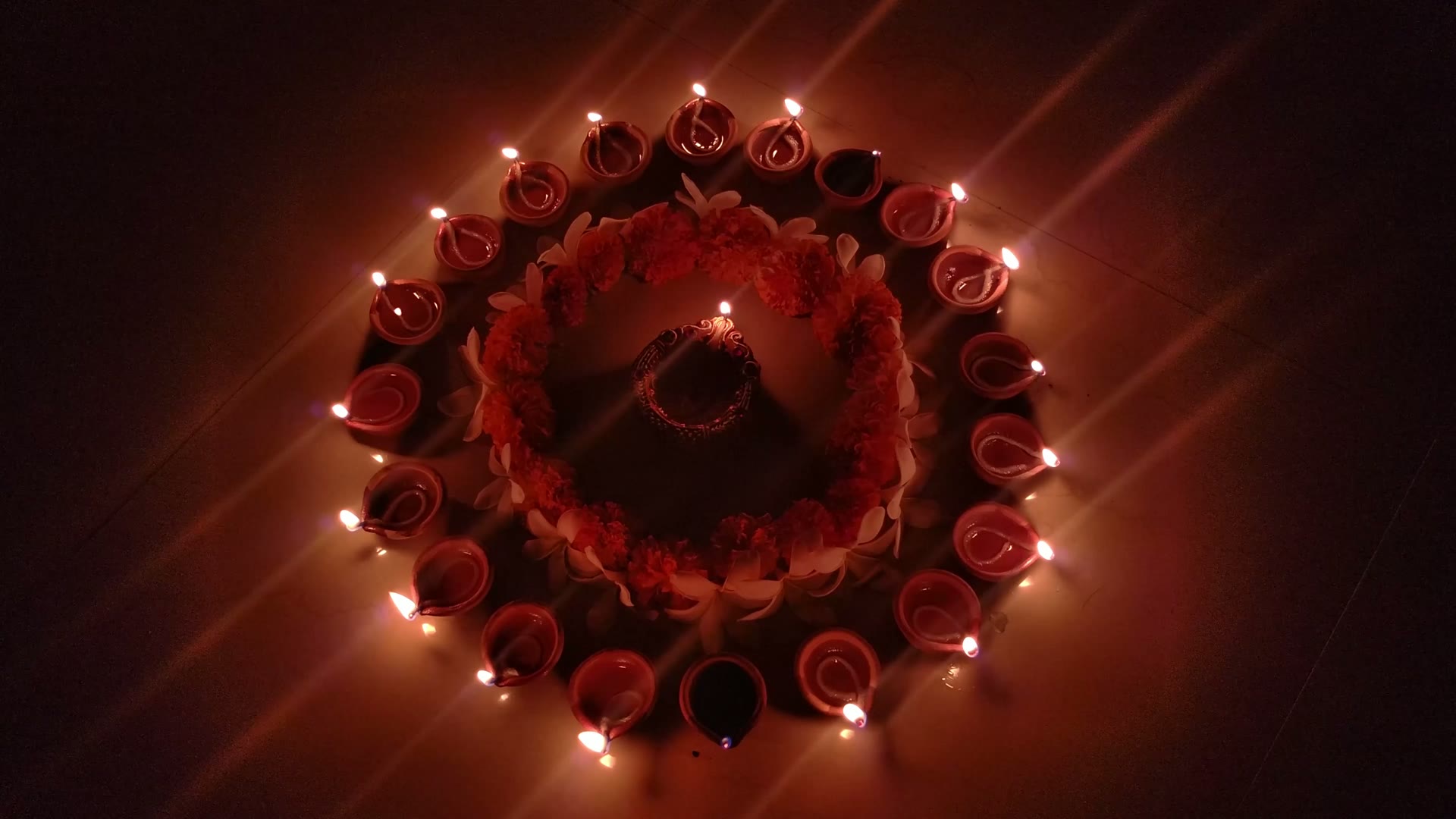 Diyas y rangoli de Diwali